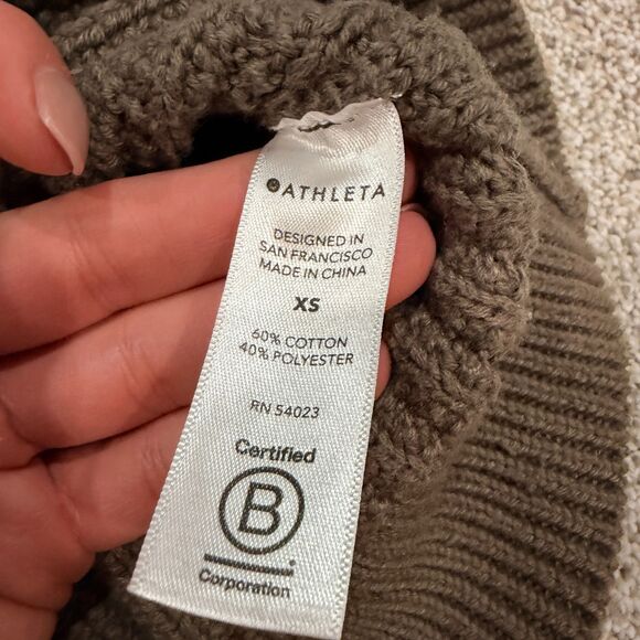 Athleta V-Neck Chunky Knit Tunic Sweater - XS Oversized (Taupe/Brown) - Picture 6 of 8